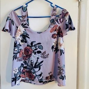 Floral Charlotte Russe Cold Shoulder Top S
